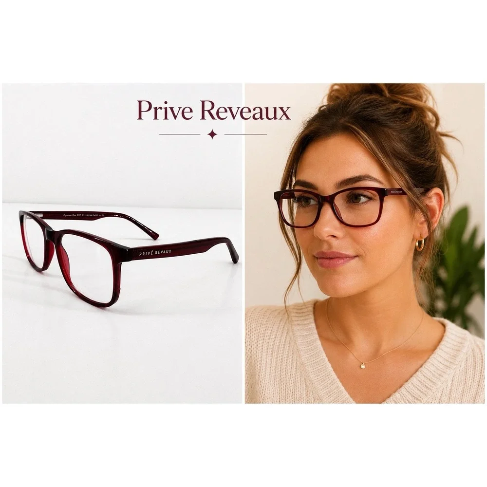 Prive Revaux Dynamic Duo Clear Lens Glasses +0.00 Non Prescription Red Frames